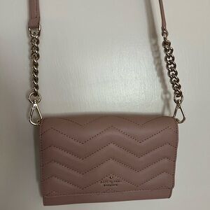 Kate Spade Pink Chevron Crossbody Bag with Chain Strap